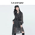 Lapargay 2026 Spring New Design Sense Niche Chiffon Dress Long-sleeve Waist-slimming Sweet Irregular Skirt