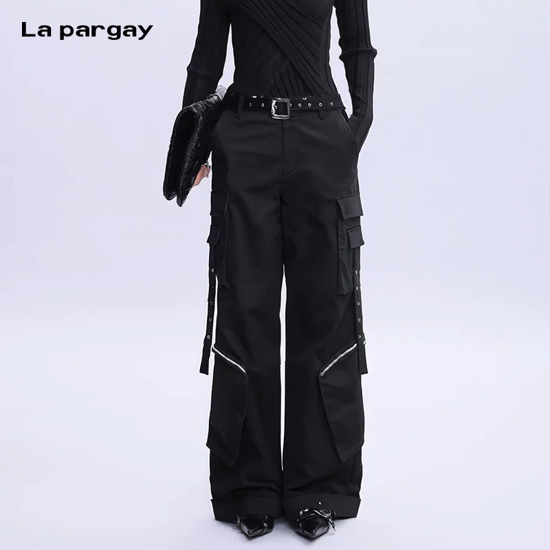 Lapargay Loose Long Casual Pants 2026 New Women Personality Fashion Design Sense Pants