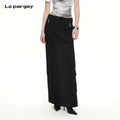Lapargay cargo-style long skirt with metal button multiple pockets, creating effortless styling L72209115C