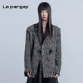Lapargay Patchwork long-sleeved loose blazer 2026 spring new women's personalized fashionable design sense top