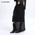 Lapargay 【Mask】 Series Deconstructed Patchwork Knot Skirt Texture Contrast L75309103C