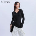 Lapargay Lyocell Merino Wool V-Neck Trendy Knit Sweater New Stylish Slim Fit Base Layer Design Casual Top