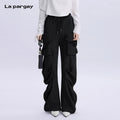 Lapargay Multi-Pocket Cargo Pants Personalized Pleated Long Pants 2026 New Fashion Trendy Loose Straight Design Floor-Length Pants