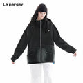 Lapargay Cotton Stitched Long Sleeve Hooded Jacket 2026 New Personality Fashion Loose Top