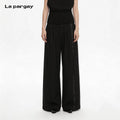 Lapargay high-waist wide-leg pants, drapey and wrinkle-resistant, flattering leg shape, workplace versatile L75102901C