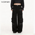 Lapargay High Waist Multi-Pocket Detachable Cargo Pants 2026 Spring New Design Personality Casual Long Pants