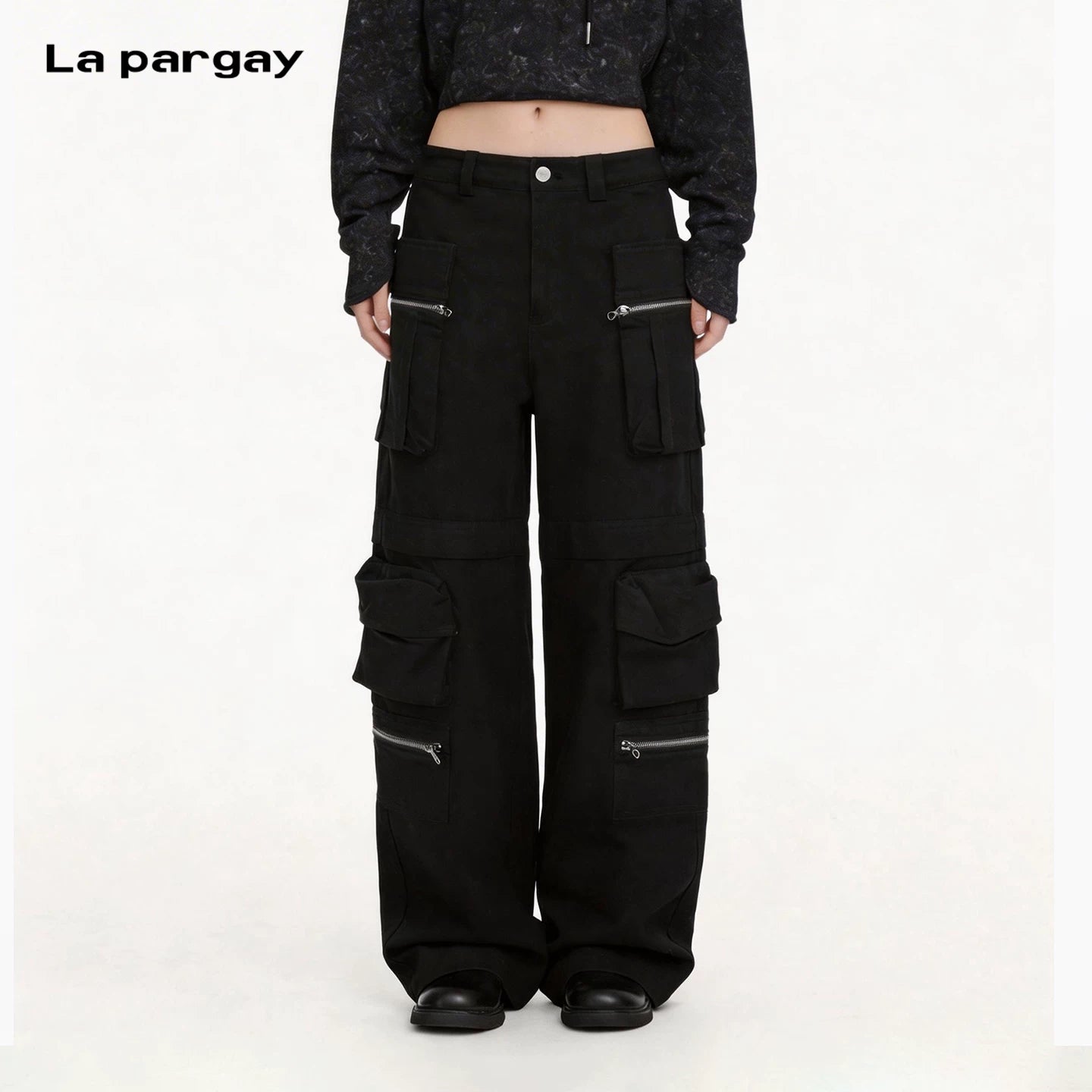 Lapargay High Waist Multi-Pocket Detachable Cargo Pants 2026 Spring New Design Personality Casual Long Pants