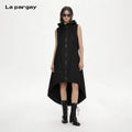 Lapargay Functional long vest trench coat with double side drawstrings and three-dimensional patch pockets L66301585C