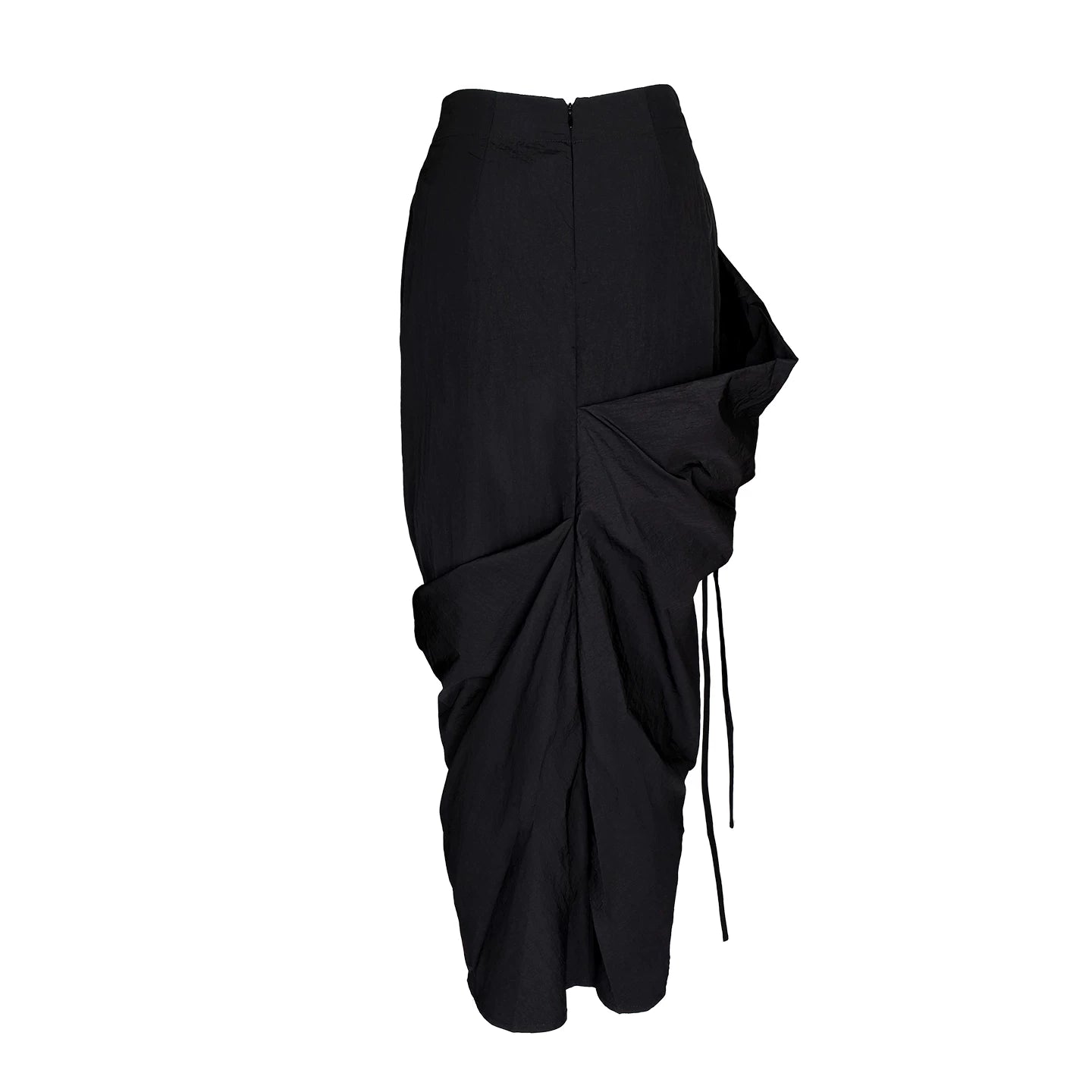 Lapargay pleated sculpted midi skirt with irregular hem and adjustable drawstring L69209114V