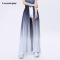 Lapargay One-Piece Crinkle Pleated Skirt Personalized Design Trendy A-Line Half Skirt Gradient Dye Fashion Long Skirt