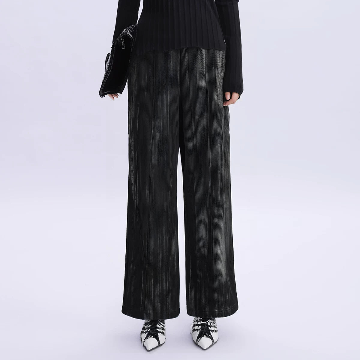 Lapargay Elastic Waist Fleece-Lined Straight Leg Casual Pants 2026 New Design Trendy Fashion Brand Women's Trousers