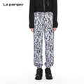 Lapargay Full Print Heart Casual Pants Silky Drape Tapered Versatile L66102810C