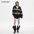 Lapargay woolen check wool jacket vintage style hooded design L78101603V