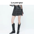 Lapargay 2026 Spring New British Style Plaid Patchwork Short Half Skirt Slimming A-Line Skirt