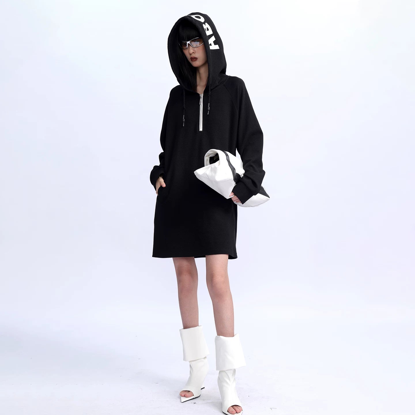 Lapargay 【A to Z】Print Mid-Length Sweatshirt Dress  Ripple Texture L75309001V