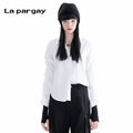 Lapargay long-sleeve shirt 2026 spring new women's white personality fashion casual design sense niche top