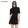 Lapargay Half-zip slim-fit T-shirt with stretchy fit and neat short sleeve design L72100201C