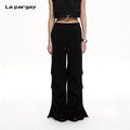 Lapargay flared wide-leg casual pants, pleated design, hides fat and slims without picking leg shape L75202803V