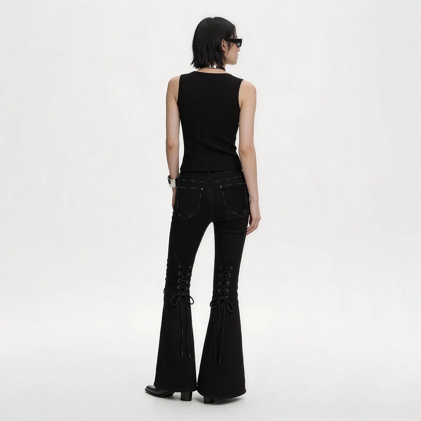 Lapargay Stretch Denim Micro-Flare Casual Pants High-Waist Design to Elongate Leg Proportions L66302682B