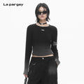Lapargay  gradient design fitted T-shirt with metal plaque decoration stretch knit fabric L78100312V