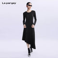 Lapargay Long Sleeve Asymmetric Dress Women 2026 New Personality Casual Mid-Length Skirt L69409004C
