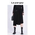 Lapargay Lapargay Autumn/Winter New Women's Black Skirt Fashionable Asymmetrical Mid-Length Half Skirt