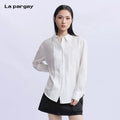 Lapargay 100% Cotton Long Sleeve Shirt for Women 2026 New Personality Trendy Design Shirt Fashion Brand Top