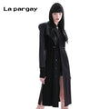 Lapargay two-piece long coat women 2026 new black personality casual design sense niche top