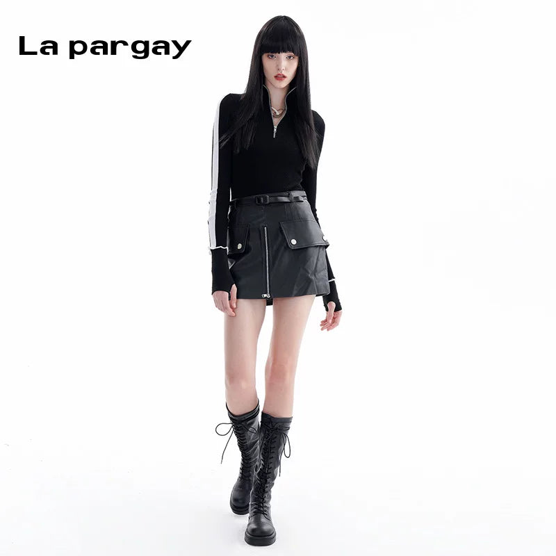 Lapargay Pullover High Neck Knit Sweater Women's 2026 New Black Casual Versatile Long Sleeve Base Top