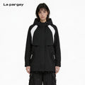 Lapargay Black and White Contrast Color Hooded Outdoor Casual Jacket, Loose and Slimming L75401202V