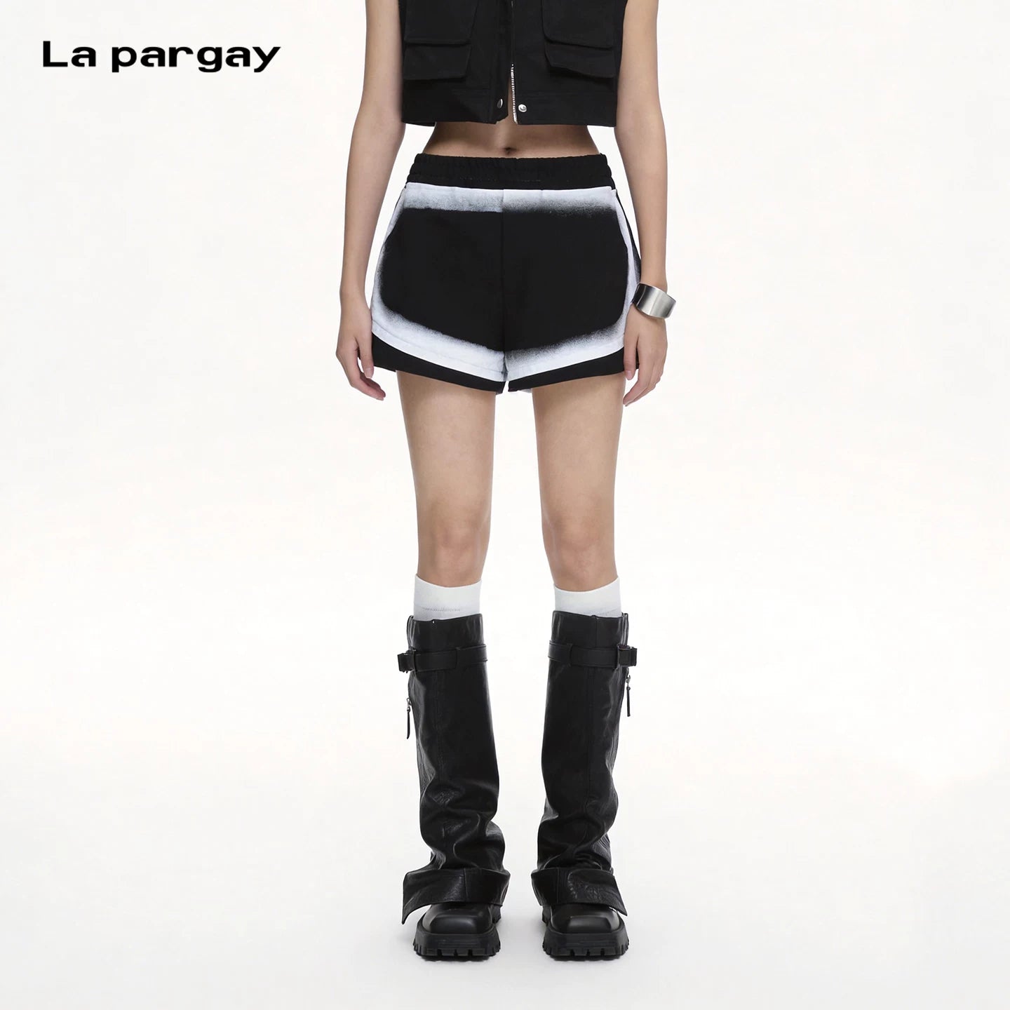 Lapargay Gradient Tie-Dye Casual Shorts Elastic Waistband Loose Silhouette Flattering All Body Types L72102201B