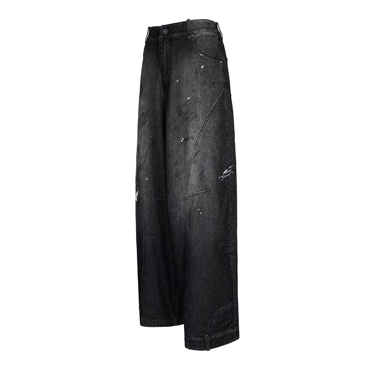 Lapargay black-gray gradient wash deconstructed patchwork wide-leg pants leg-shaping L75202612V