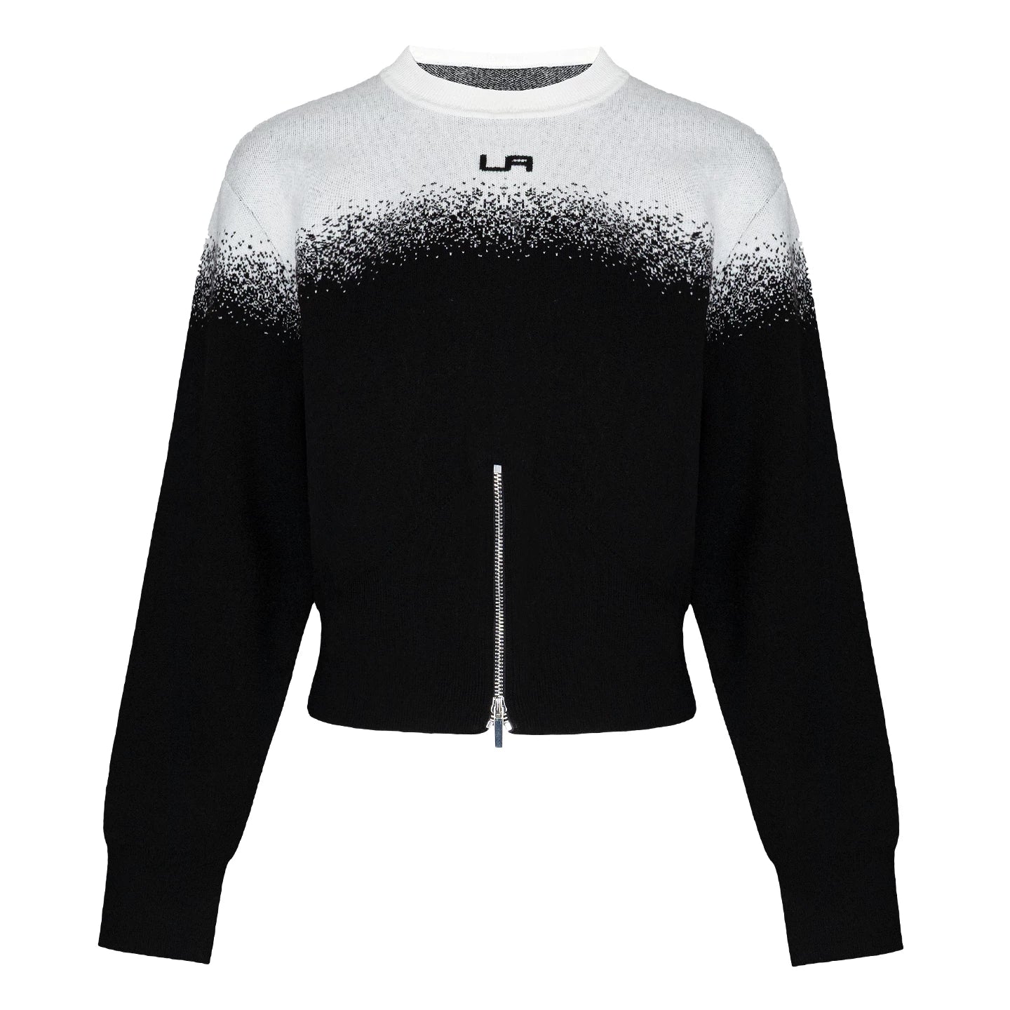 Lapargay gradient rhinestone knitted short top metal zipper waist-defining hot girl style L75108201C