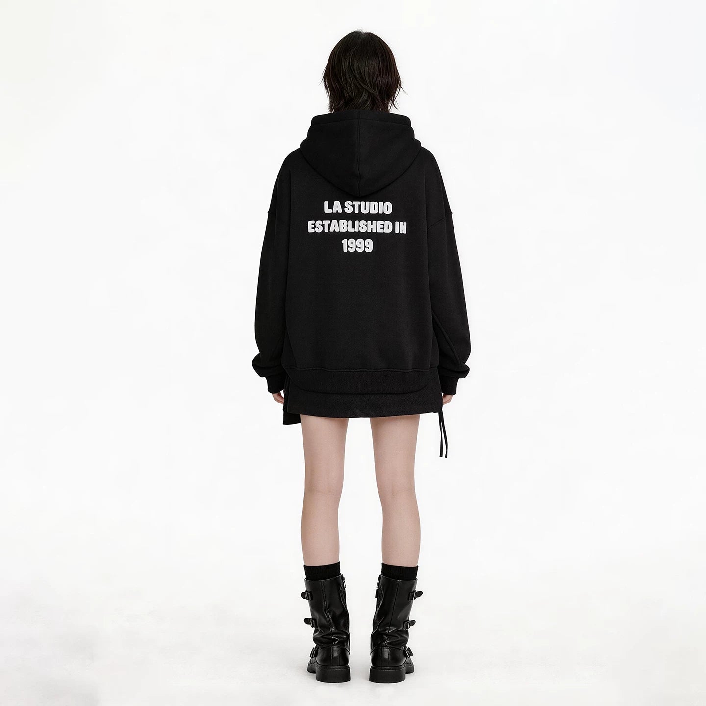 Lapargay Back Flocked Letter Hoodie American Retro Style Contrast Drawstring L75401990C