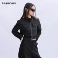Lapargay long-sleeve short fake two-piece jacket for women, 2026 new style, personality fashion casual cotton top