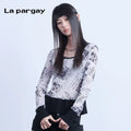 Lapargay Hooded short knitwear 2026 spring new women's personality fashion slim long sleeve niche top