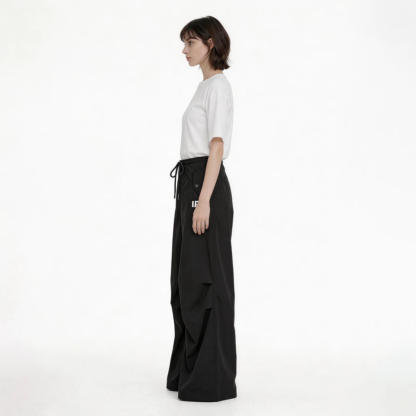 Lapargay cargo wide-leg pants high waist drawstring three-dimensional cut slimming and fits all body types L75302803V