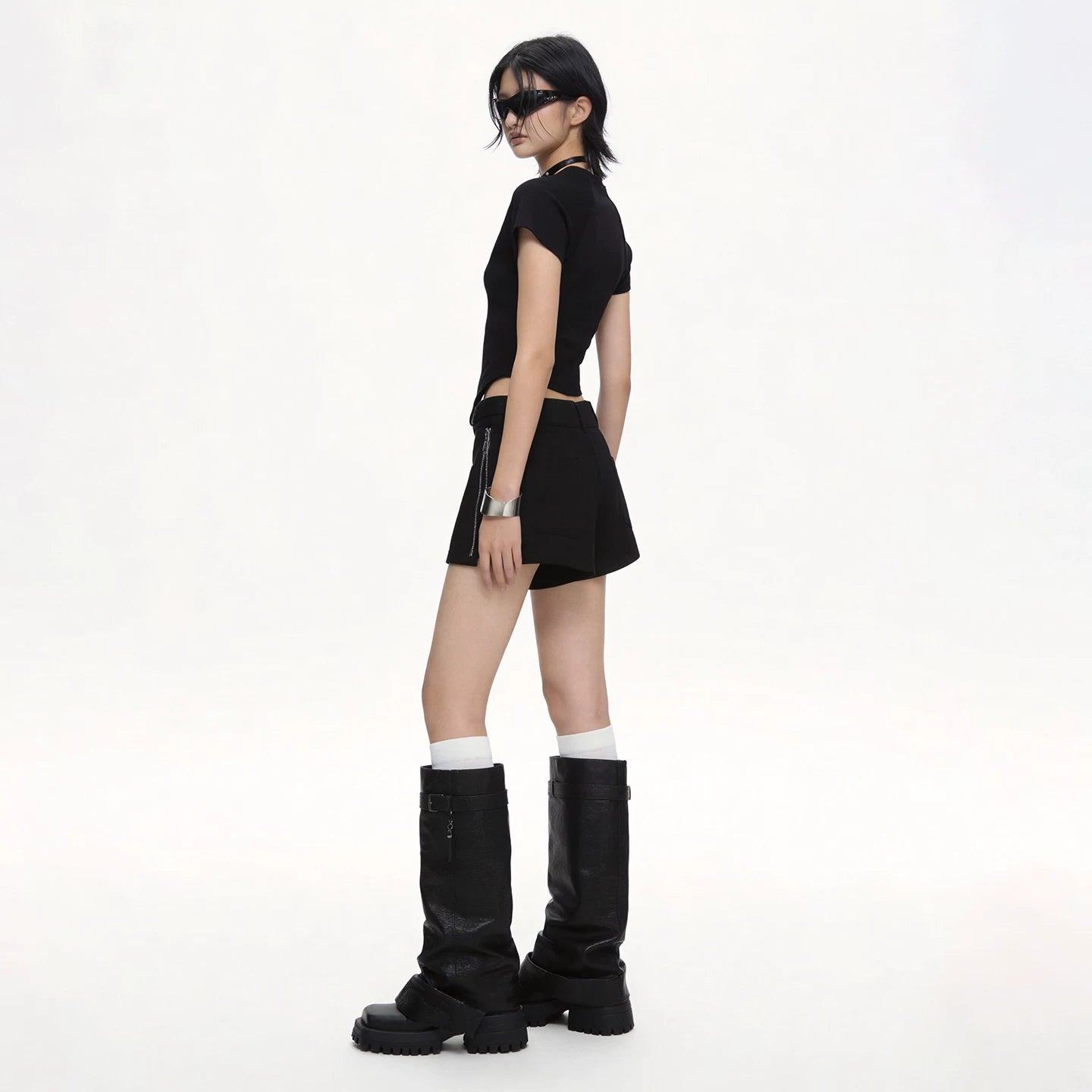 Lapargay asymmetrical waist-defining T-shirt top, contouring to body shape, creating a firm narrow waist L69300201C