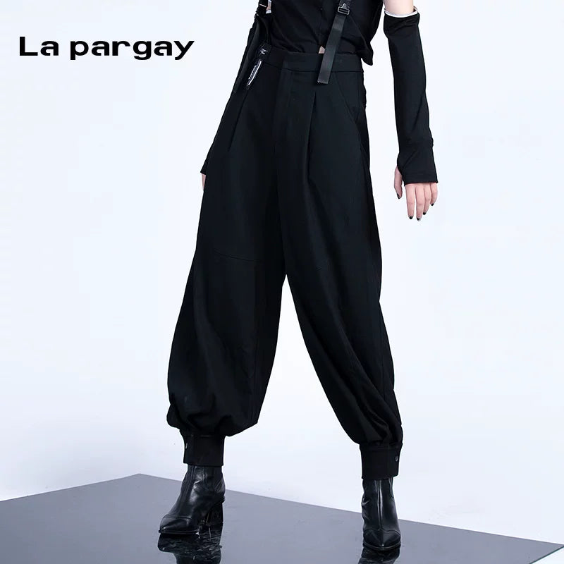 Lapargay 2026 new high-waist lantern pants niche loose trendy long pants women casual