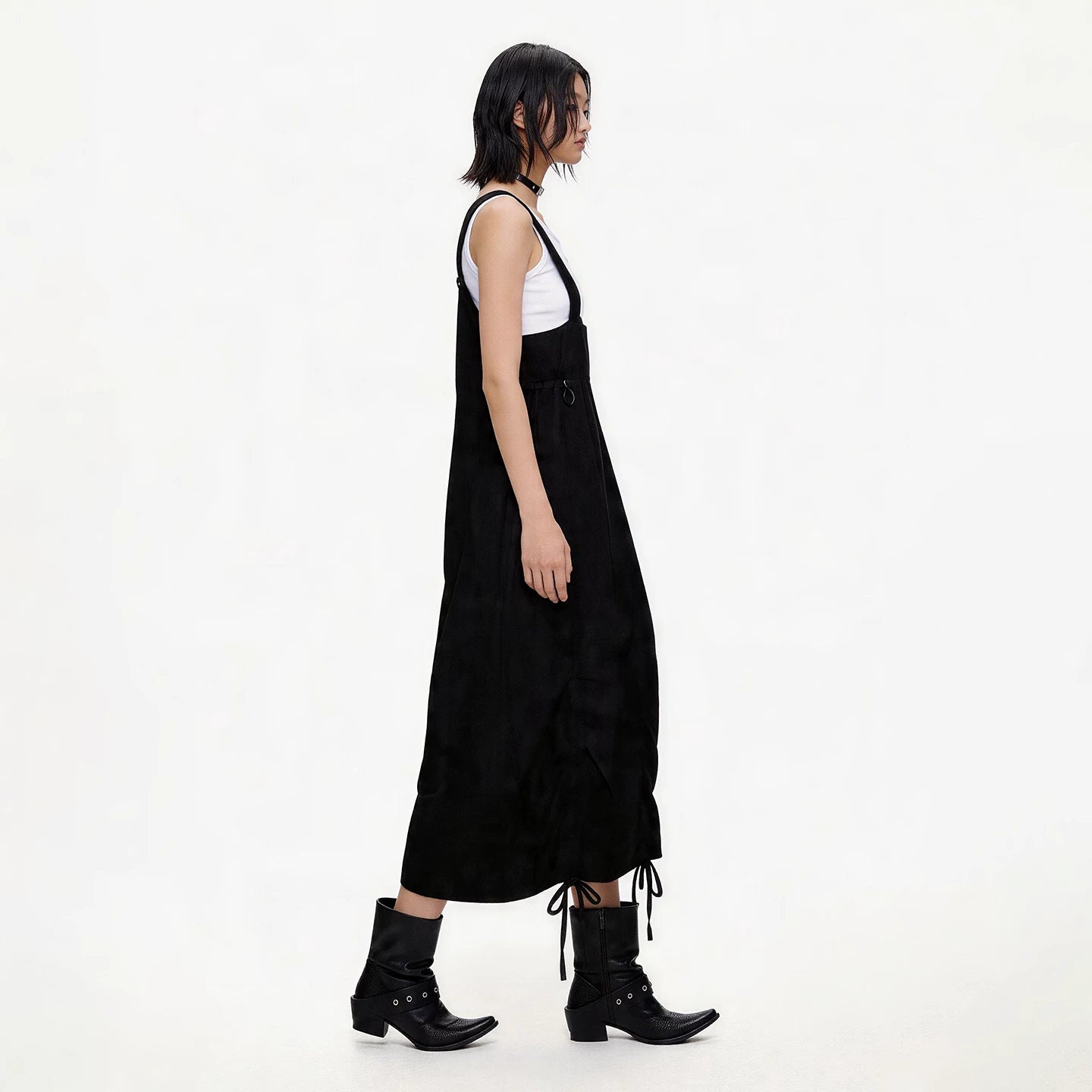Lapargay side adjustable waist, multi-drawstring hem, functional cargo suspender skirt L75209014C