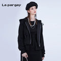 Lapargay pure cotton short casual jacket 2026 new fashion versatile design sense slim knit cardigan