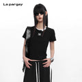 Lapargay 【Warning】Panel Short Sleeve T-Shirt  Stitch Detail L75300203C