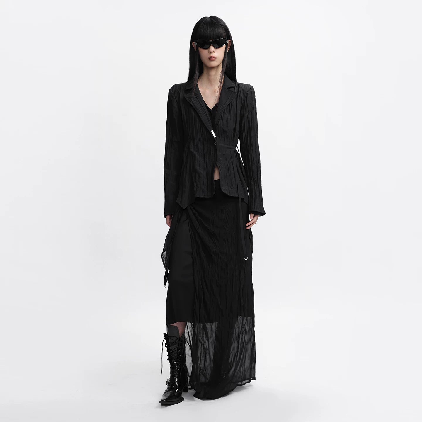 Lapargay 【Mask】 Series Deconstructed Patchwork Knot Skirt Texture Contrast L75309103C