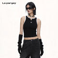 Lapargay Black and White Color-Block A-Shirt High Elasticity Skin-Friendly Great for Daily Wear and Sports L75200110C