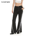 Lapargay High-waist cinched waist cut, hem slit flared legs, modified leg shape elongated proportion L78102631V