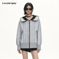 Lapargay Contrast color hooded short jacket, two-way zipper design, practical and stylish L72101261V