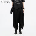 Lapargay Diagonal Button Waistband Casual Pants Split Hem Create High-End Relaxed Look L78202617S