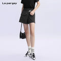 Lapargay Patch Pocket Shorts for Women Autumn New Fashion Trend Brand Three-Quarter Pants High Waist Slimming Casual Pants