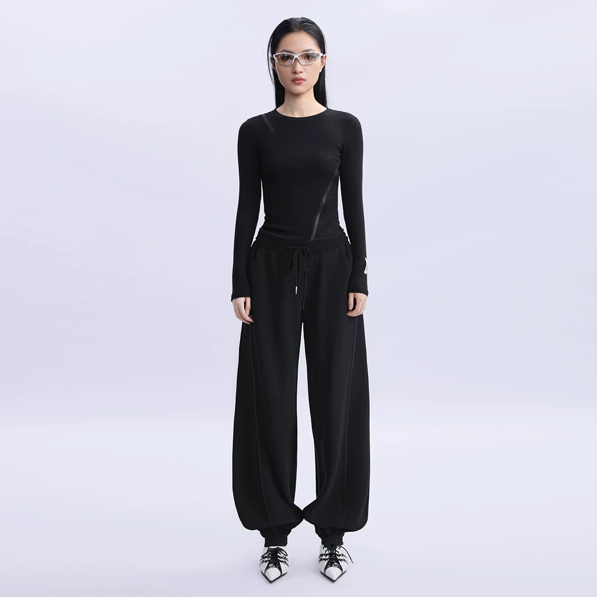 Lapargay Modal lace-up waist knit pants women 2026 spring new style personality fashion trendy brand women lantern casual pants