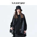 Lapargay Hoodie 2026 New Women's Black Long Sleeve Loose Design Niche Top